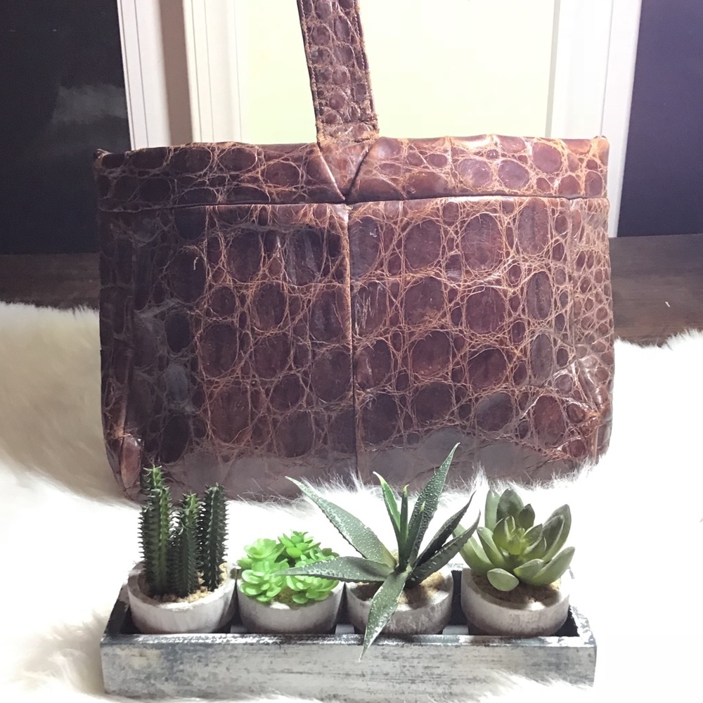 Vintage Genuine Alligator Brown Handbag